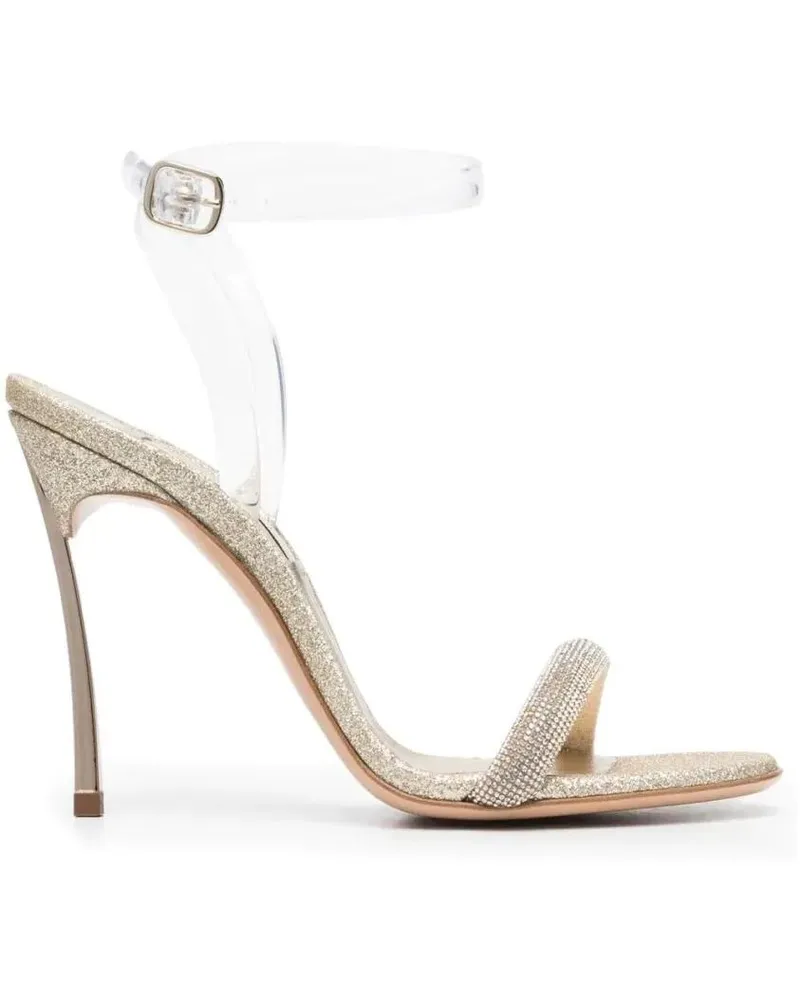 Casadei Hohe Schuhe Transparent High Heel Sandals With Glitter Finish beige Beige
