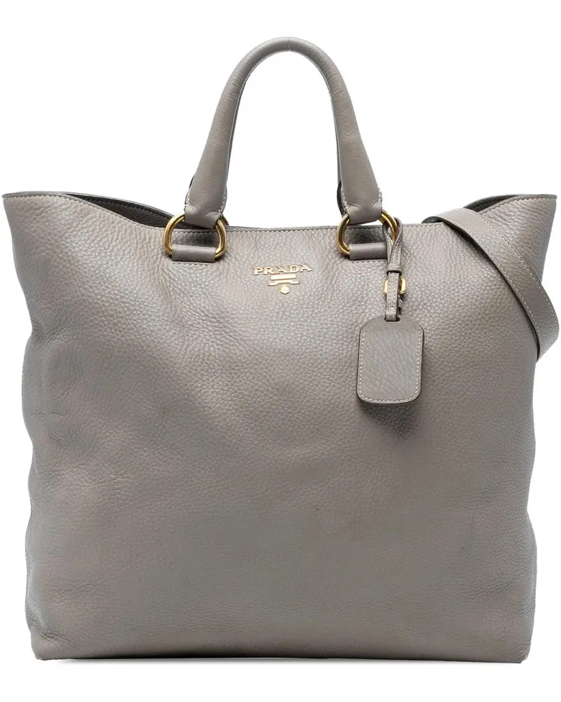 Prada Hobo Bags Vitello Daino Open Convertible Tote grau Grau