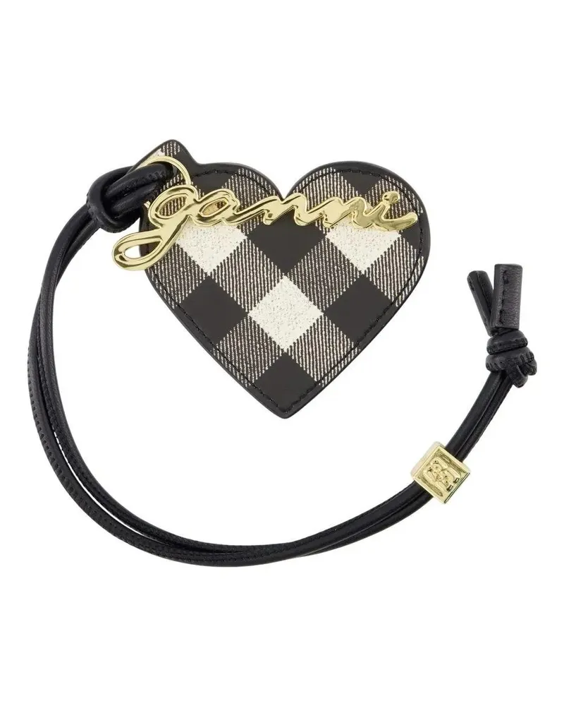 Ganni Schlüssel- & Taschenanhänger Bou Heart Keyring - Leather - Black black Schwarz