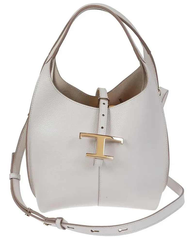 TOD'S Hobo Bags Mini Handbag With Structured Silhouette And Gold-T weiß Weiß