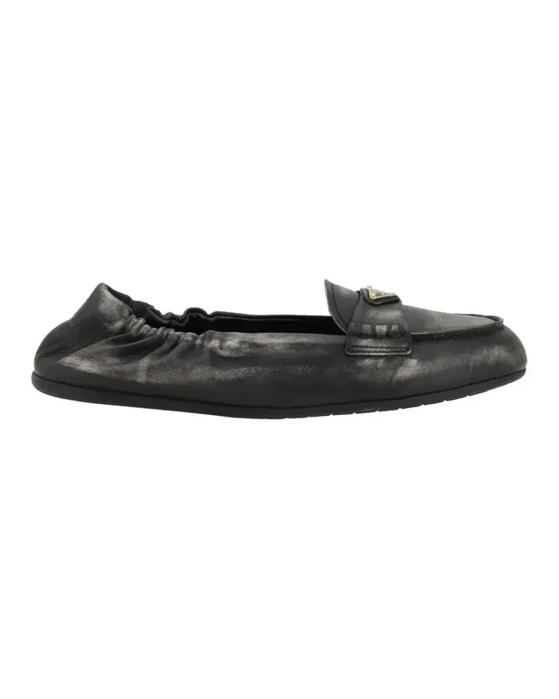 Prada Vintage-Effect Leather Loafers schwarz Schwarz
