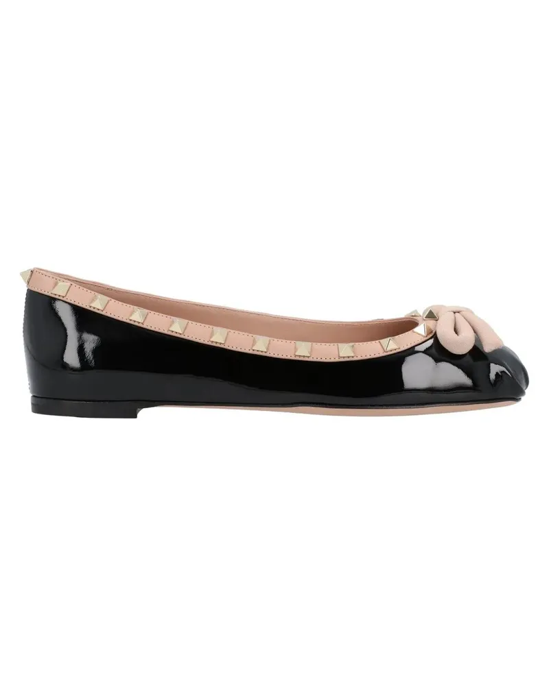 Valentino Garavani Rockstud Patent Leather Ballerina schwarz Schwarz