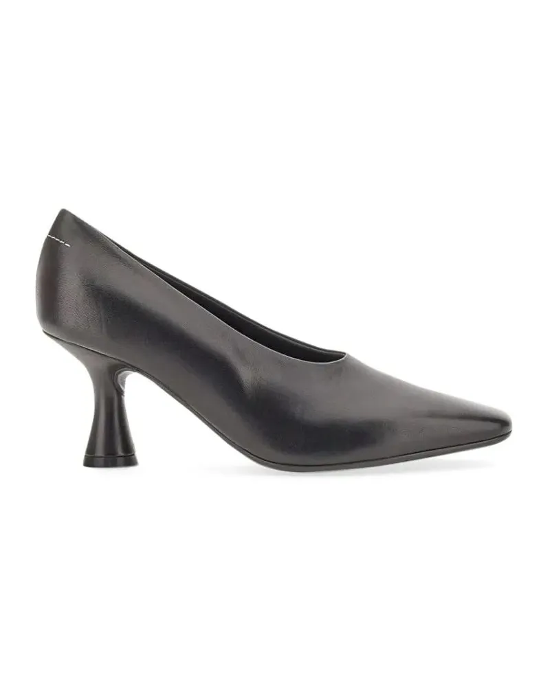 Maison Margiela Hohe Schuhe Pointed Toe Leather Pumps With Flared Heel schwarz Schwarz