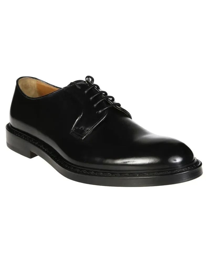 Doucal´s Polished Derby Shoes With Lace-Up Design schwarz Schwarz