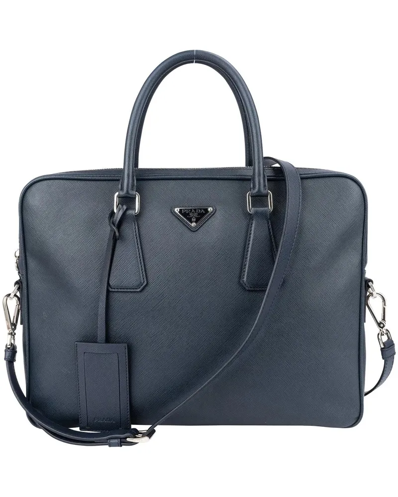 Prada Crossbody Bags  Blue Saffiano Leather Business Handbag blau Blau