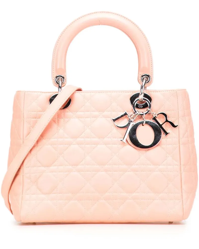 Dior Hobo Bags Medium Lambskin Cannage Lady Dior rosa Gold