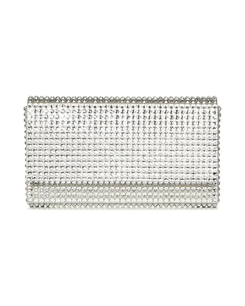 Amina Muaddi Clutches Mini Satin Clutch With Detachable Chain Strap silberfarben Silber