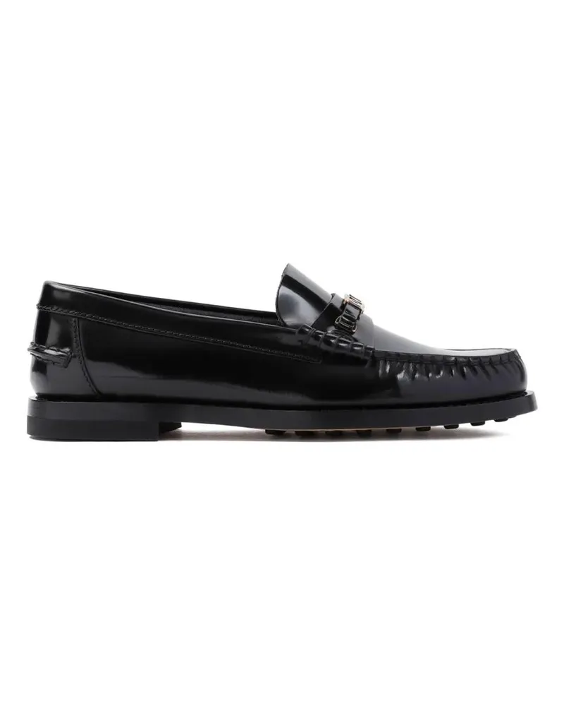 TOD'S Micro Catena Black Leather Loafers schwarz Schwarz