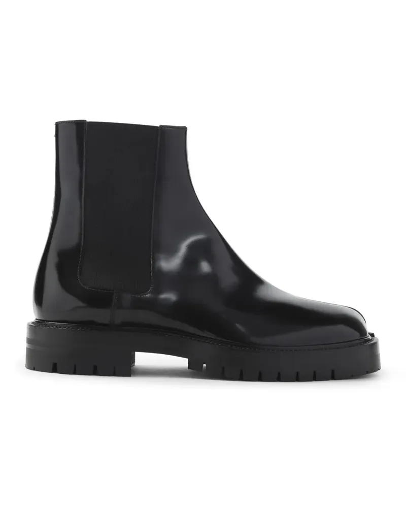 Maison Margiela Stiefel Polished Leather Boots With Distinctive Split-Toe schwarz Schwarz
