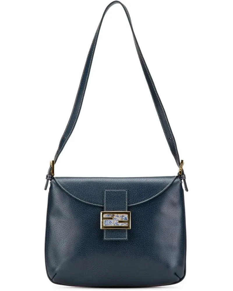 Fendi Hobo Bags 2010-2024 Calfskin FF Marble Flap Shoulder Bag blau Blau