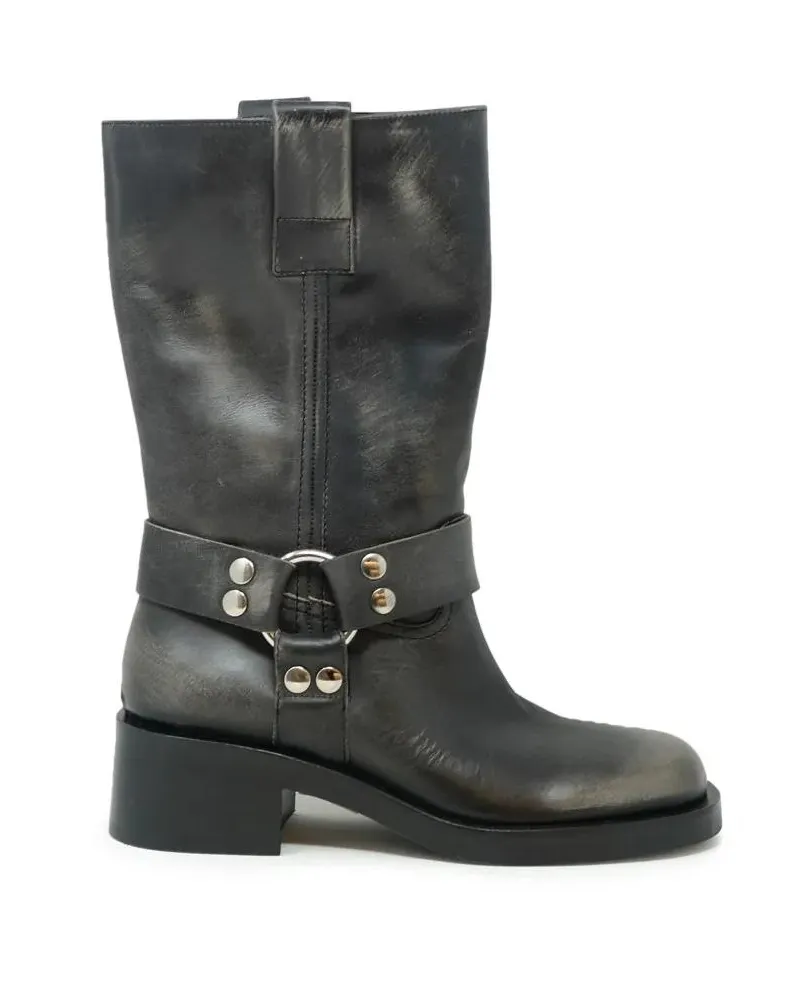 Elena Iachi Stiefel Black Leather Boots schwarz Schwarz