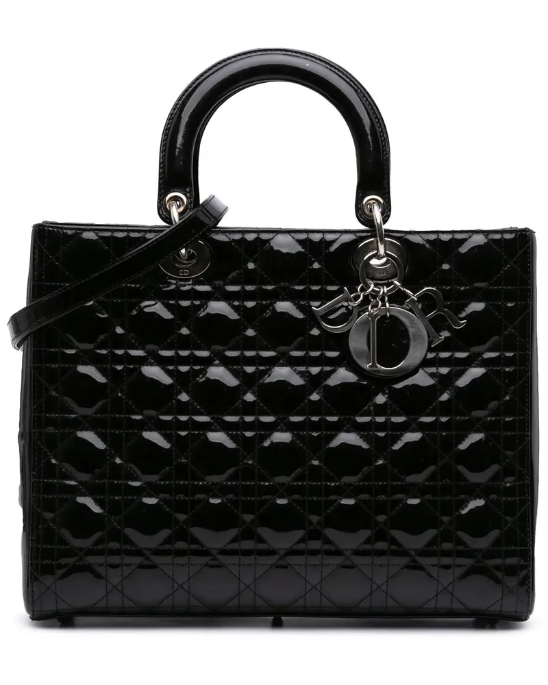 Dior Hobo Bags 2011 Large Patent Cannage Lady Dior schwarz Schwarz
