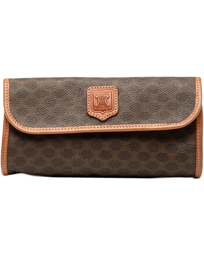 Celine Clutches Macadam Coated Canvas Clutch braun Braun