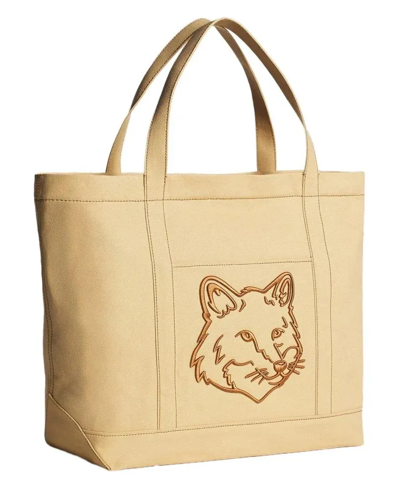 Kitsuné Hobo Bags Fox Head Large Tote Bag beige Beige