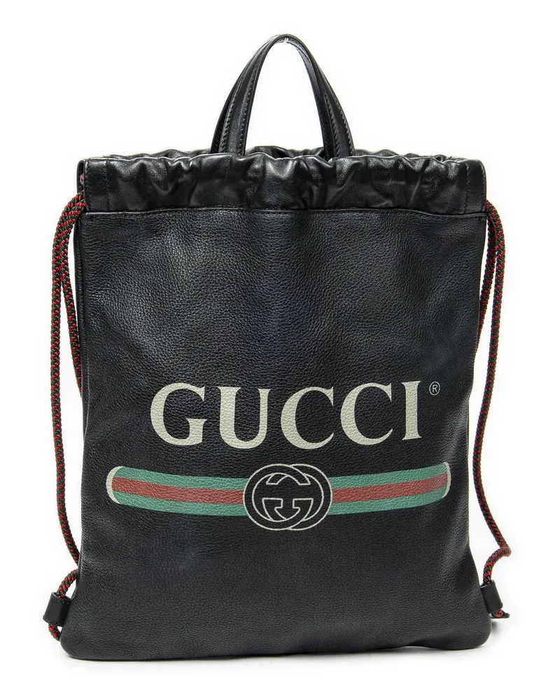 Gucci Crossbody Bags Logo Drawstring Backpack schwarz Schwarz