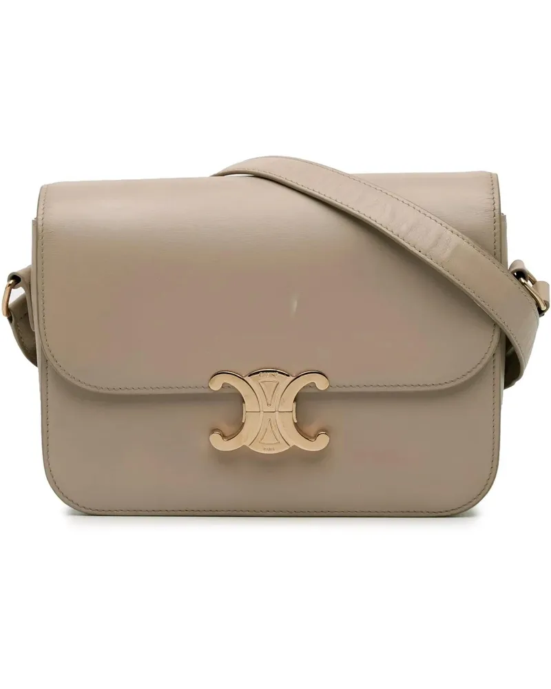 Celine Hobo Bags 2018 Classique Shiny Calfskin Triomphe Crossbody braun Braun
