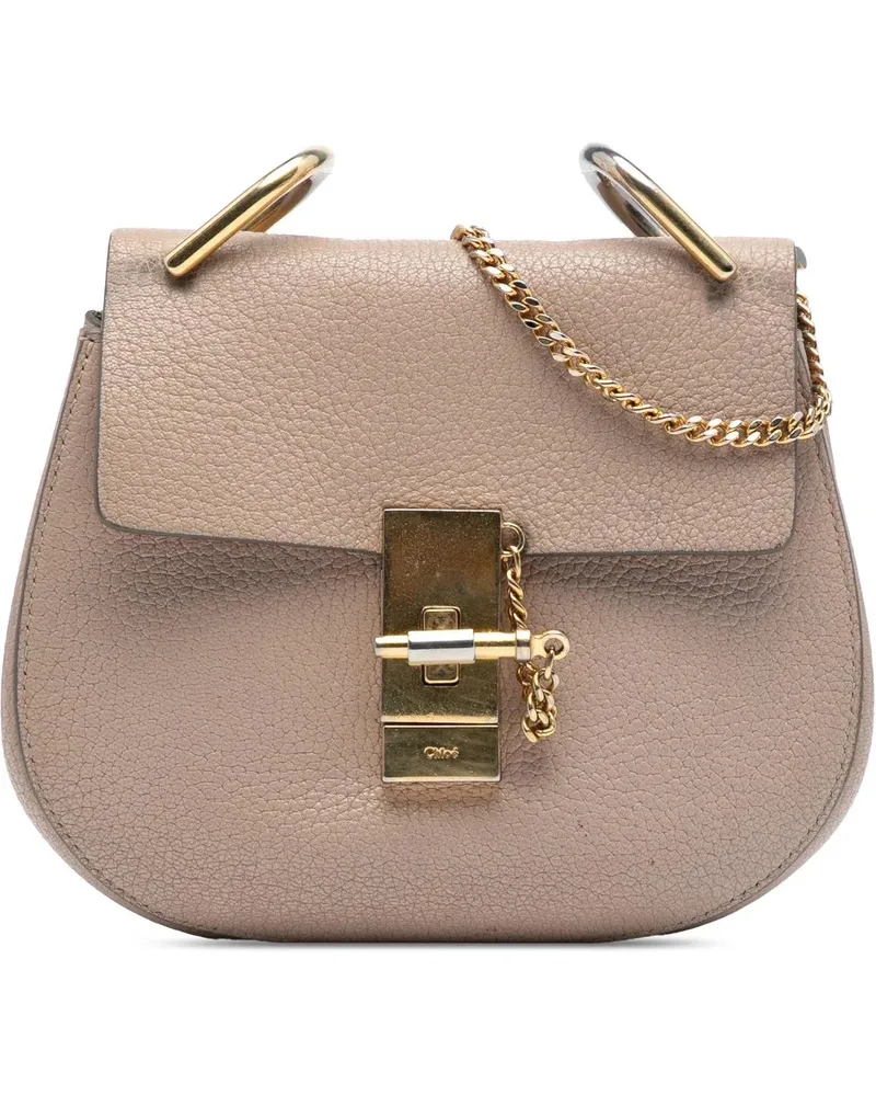 Chloé Hobo Bags Mini Grained Lambskin Drew Crossbody braun Braun