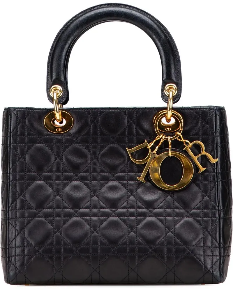 Dior Hobo Bags Medium Lambskin Cannage Lady Dior schwarz Schwarz
