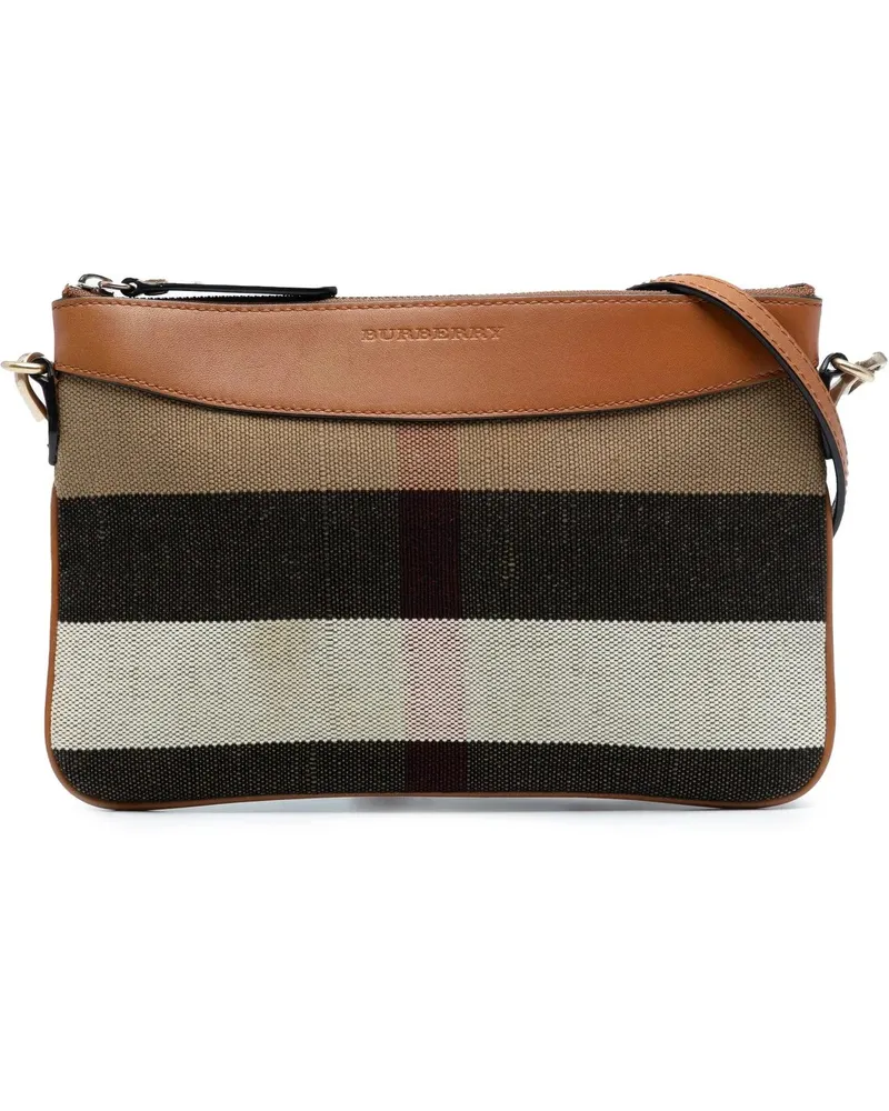 Burberry Hobo Bags Mega Check Canvas Peyton Crossbody braun Braun