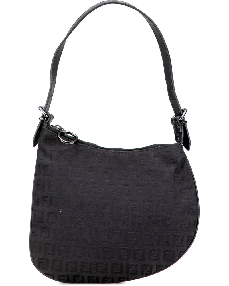 Fendi Hobo Bags Zucchino Canvas Oyster Shoulder Bag schwarz Schwarz