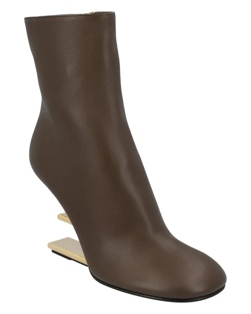 Fendi Stiefel Heeled Ankle Boots With Gold-Colored Diagonal Heel braun Braun