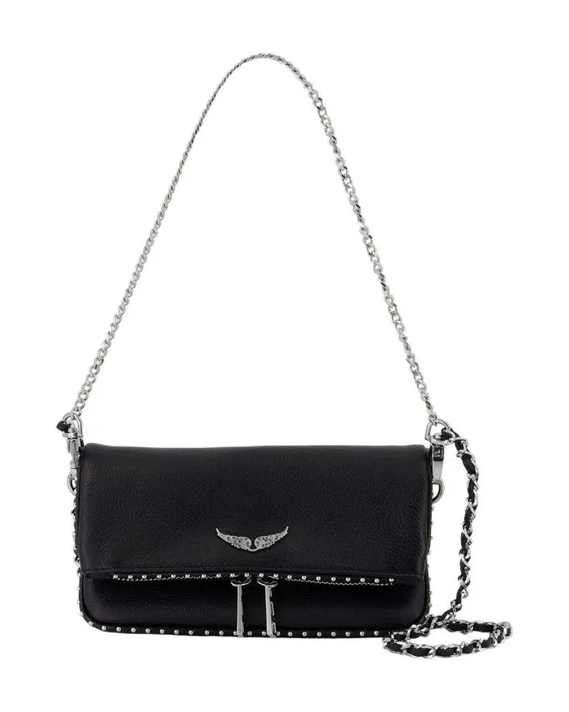 Zadig & Voltaire Portemonnaie Rock Nano Wallet On Chain - Leather - Black schwarz Schwarz