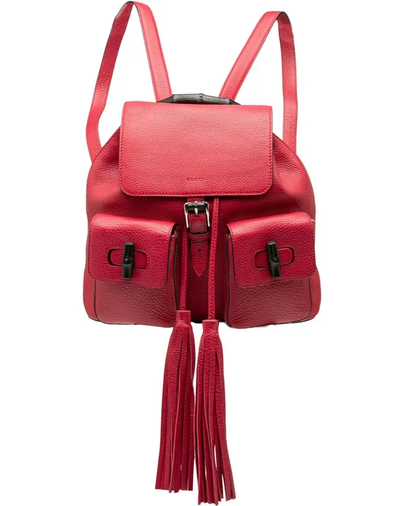 Gucci Rucksäcke Leather Bamboo Tassel Backpack rosa Gold