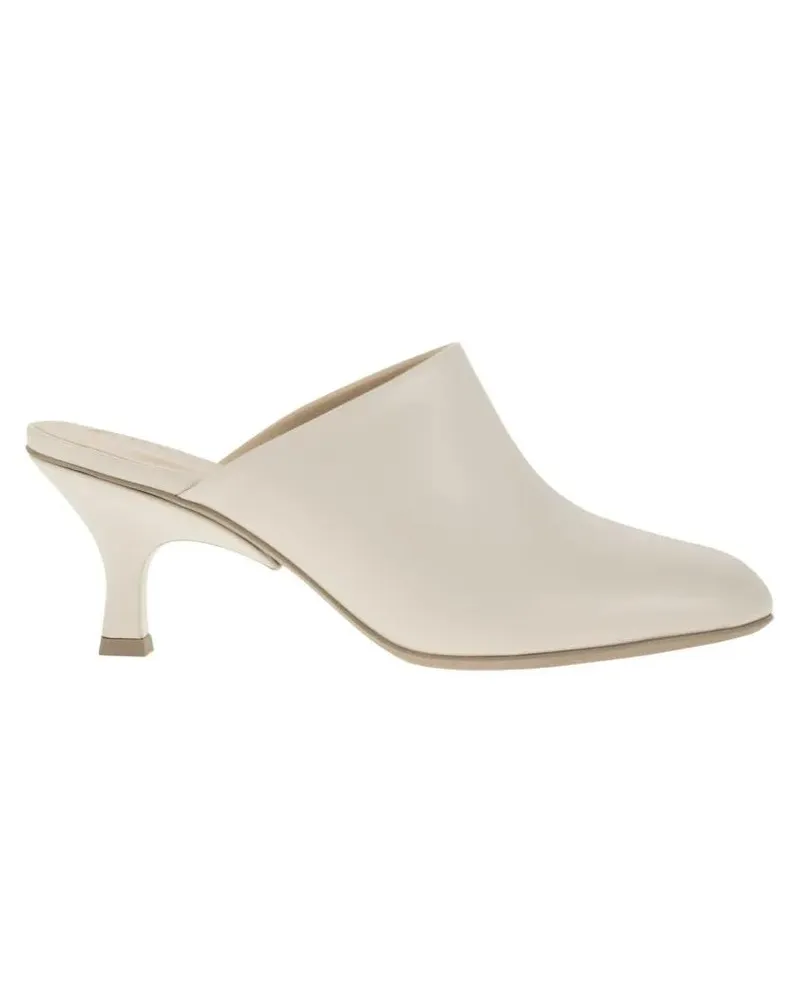 TOD'S Slipper & Pantoletten Fine Smooth Leather Sabot With Narrow Heel weiß Weiß