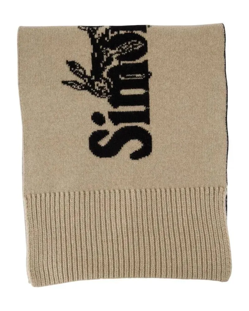 Simone Rocha Tücher & Schals Beige Wool Scarf With Contrasting Logo Design beige Beige