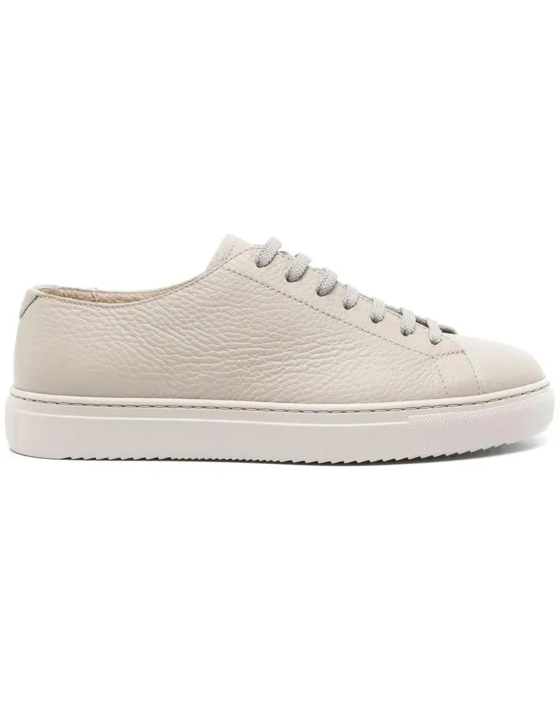 Doucal´s Low-Top Sneaker Textured Leather Trainers beige Beige