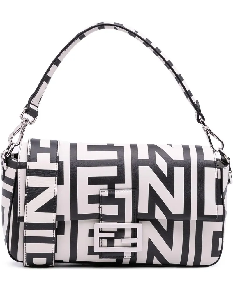 Fendi Hobo Bags Marc Jacobs Nappa Vitello King Logo Print Baguette weiß Weiß