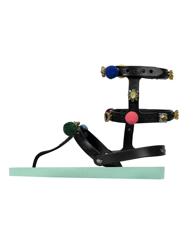 uzurii Slipper & Pantoletten Zehentrenner Mondriaan Colorful Black grün Grün