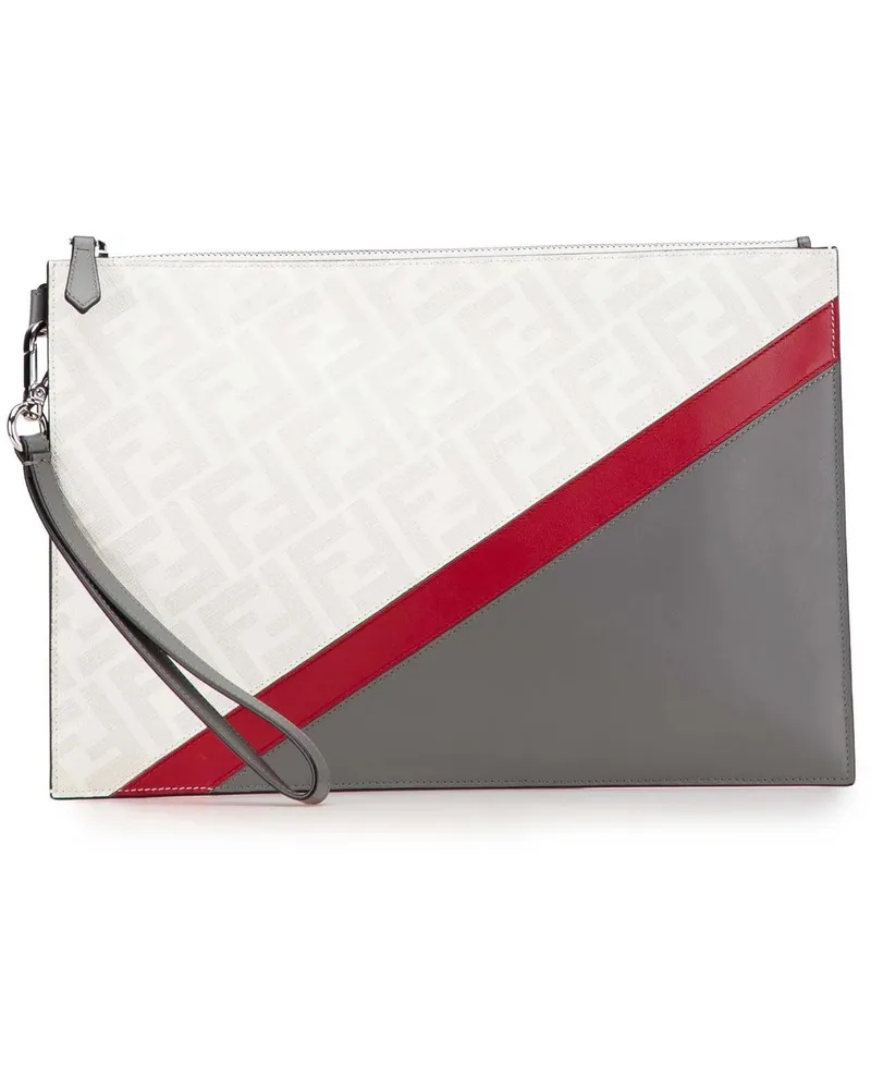 Fendi Clutches Zucca Coated Canvas FF 1974 Diagonal Vitello Liber weiß Weiß