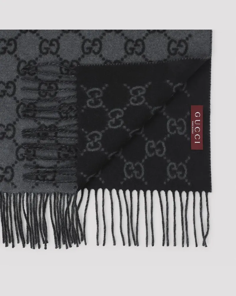 Gucci Tücher & Schals New Canvy Grey And Black Cashmere Scarf grau Grau