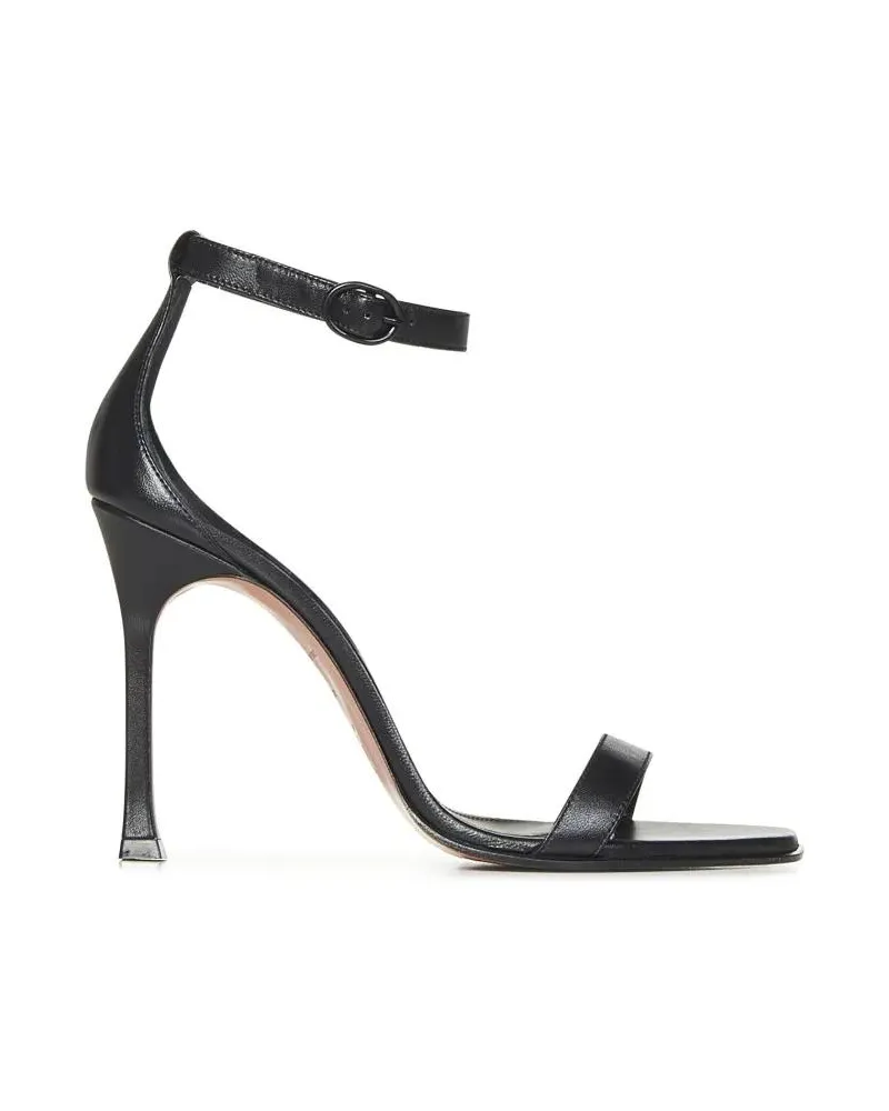 Amina Muaddi Sandalen Nappa Leather Sandals With Delicate Ankle Strap schwarz Schwarz