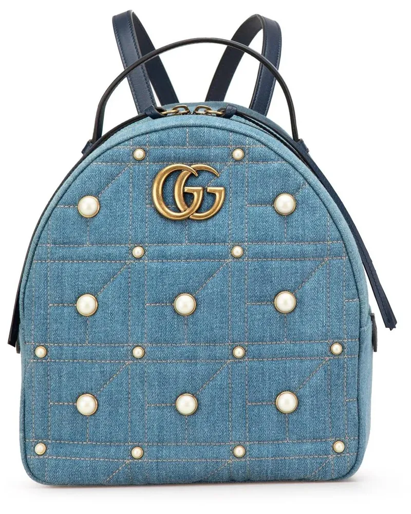 Gucci Rucksäcke 2016-2024 Small GG Marmont Pearl Denim Backpack blau Blau