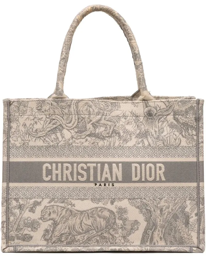 Dior Shopper Medium Toile de Jouy Reverse Embroidered Canvas Bo grau Grau