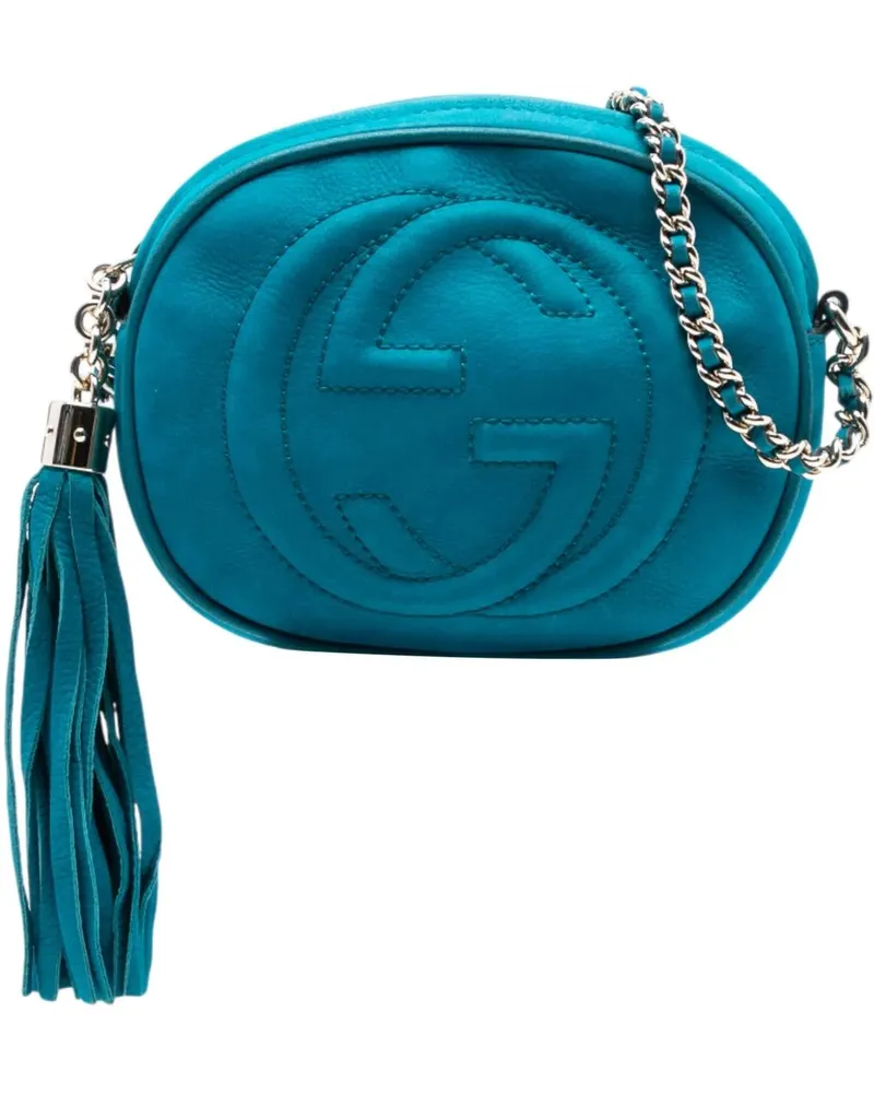 Gucci Hobo Bags Mini Pebbled Calfskin Soho Chain Crossbody blau Blau