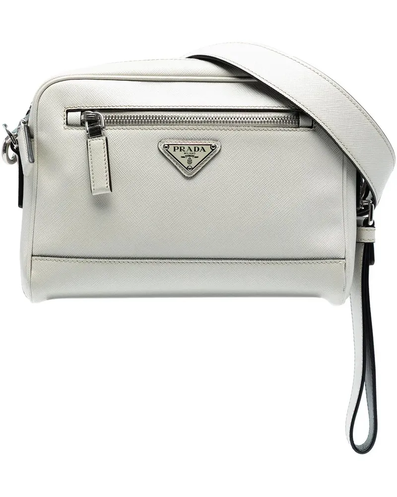 Prada Hobo Bags Saffiano Travel Triangle Wristlet Crossbody weiß Weiß