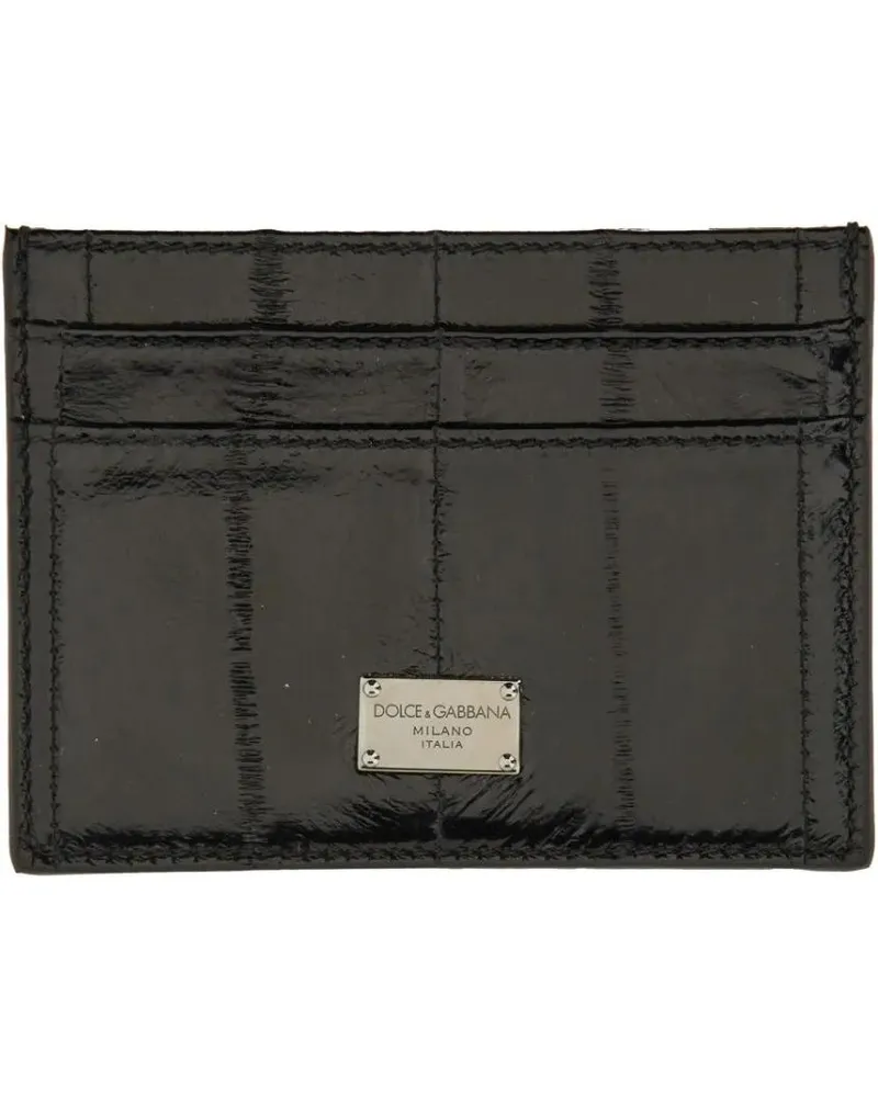 Dolce & Gabbana Portemonnaies Eel Skin Card Case schwarz Schwarz