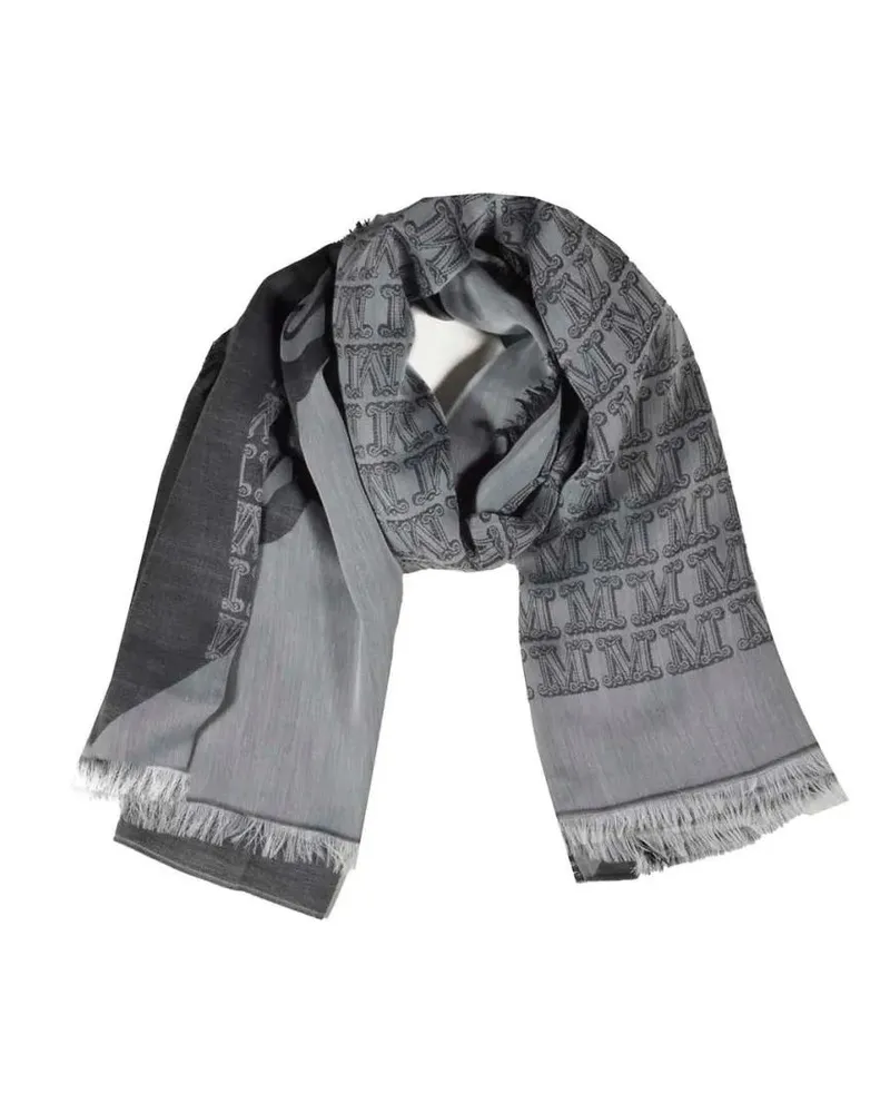 Max Mara Tücher & Schals Geode Shawl In Silk And Cotton Jacquard Gray And B grau Grau