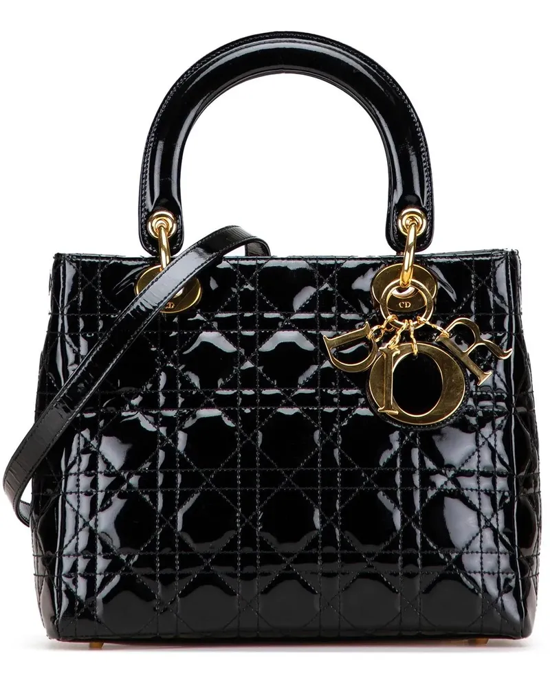 Dior Hobo Bags Medium Patent Cannage Lady Dior schwarz Schwarz