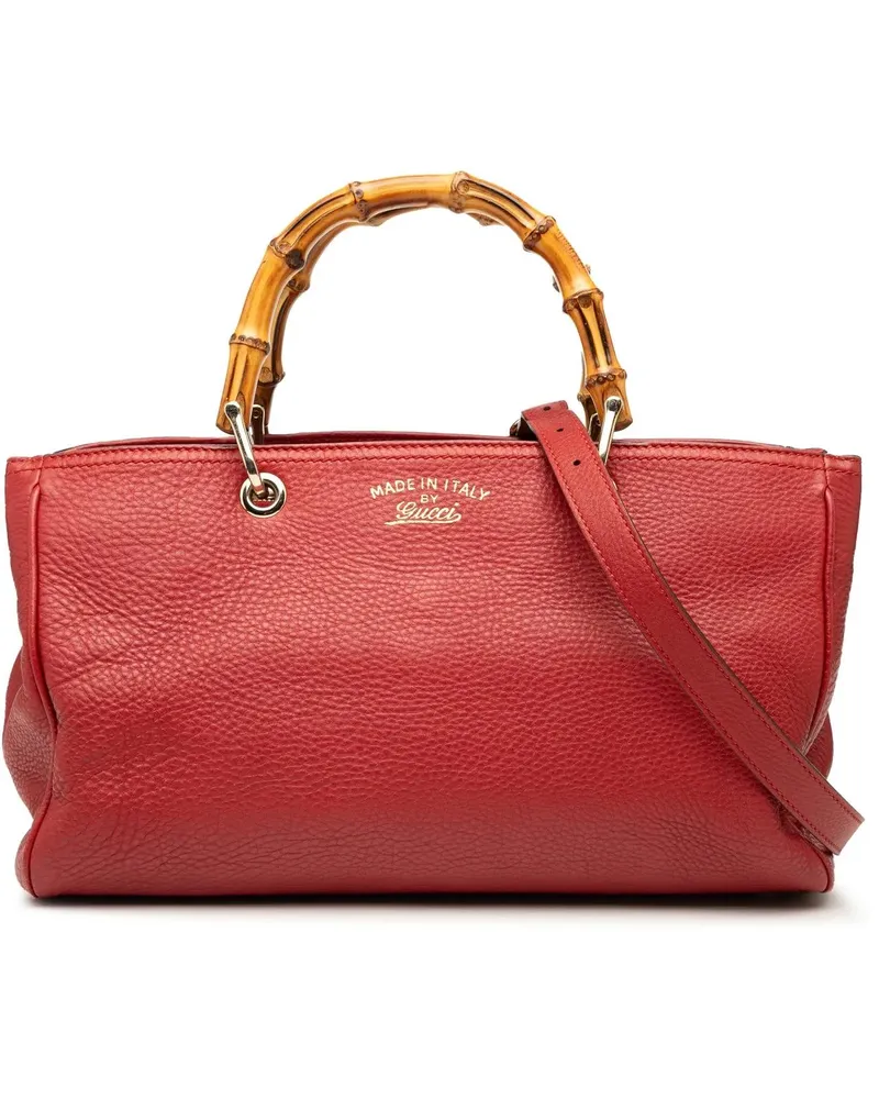 Gucci Hobo Bags Medium Calfskin Bamboo Shopper Satchel rot Rot