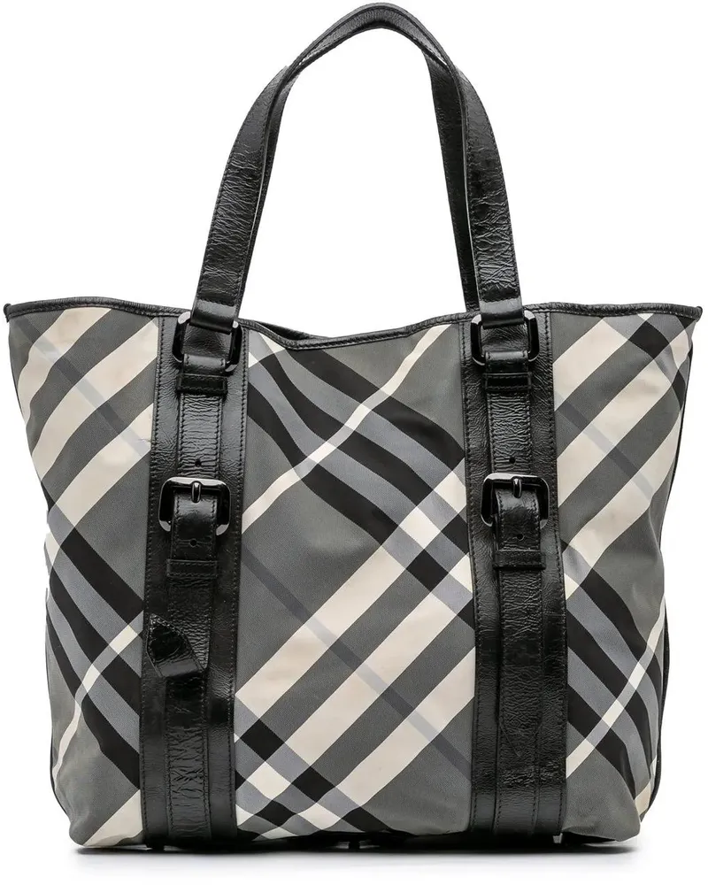 Burberry Shopper Medium Beat Check Nylon Victoria Tote grau Grau
