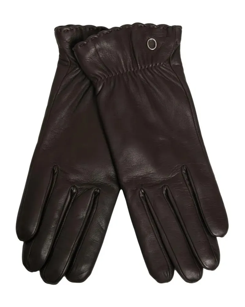 Orciani Handschuhe Brown Leather Gloves With Gathered Cuff And Discre schwarz Schwarz