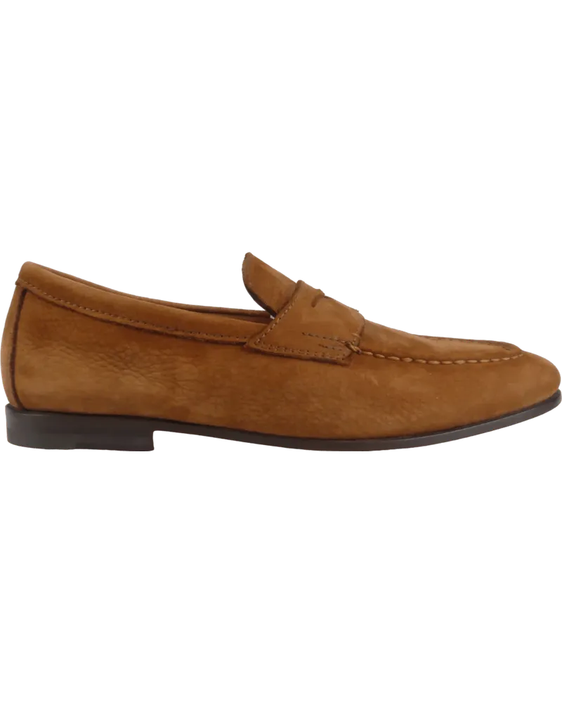 Santoni Loafer Mocassino in Pelle Martellata Marrone braun Braun
