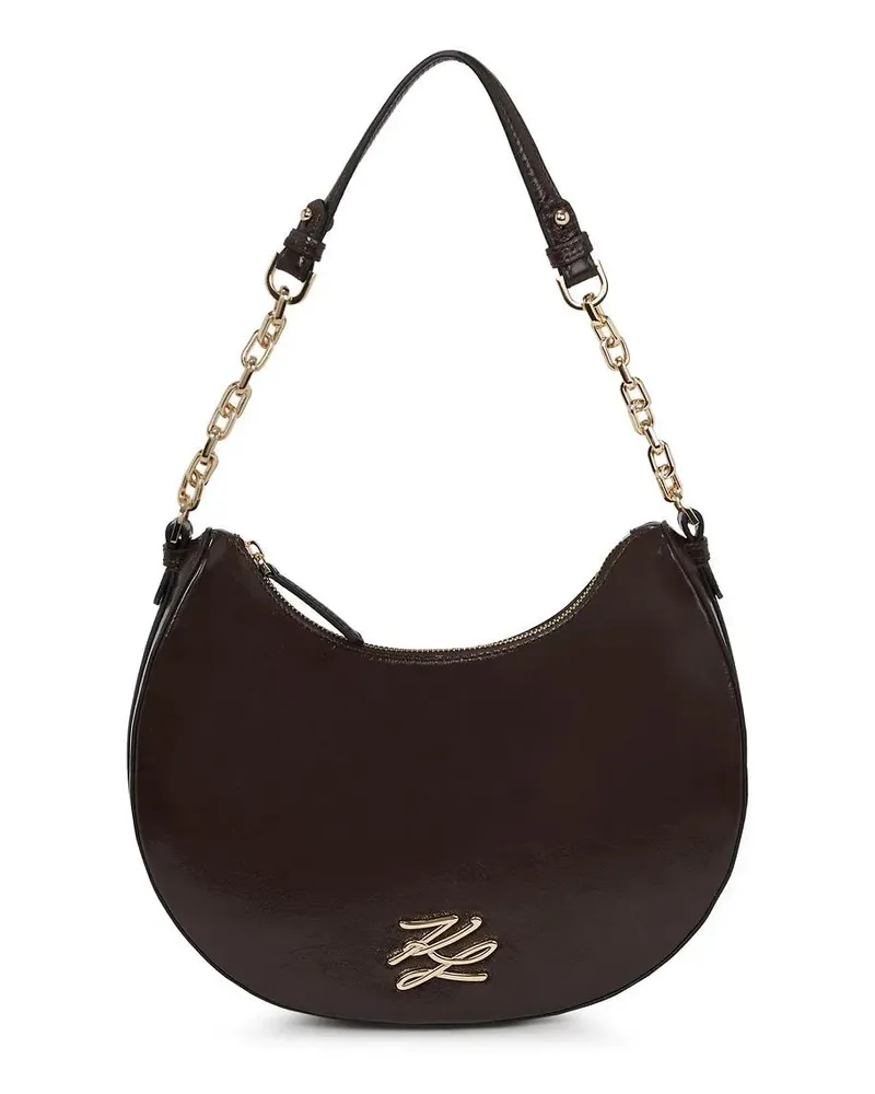 Karl Lagerfeld Hobo Bags K/Autograph glänzende Schultertasche in Mondform braun Braun