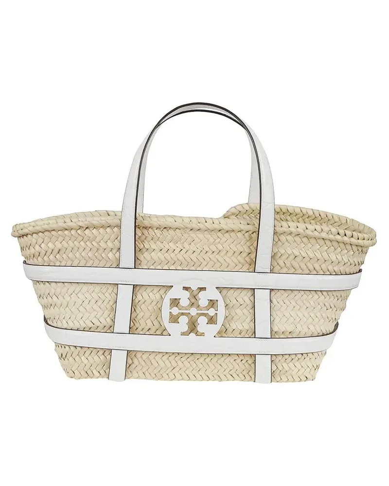 Tory Burch Hobo Bags Woven White Leather Crossbody Bag With Iconic Logo beige Beige