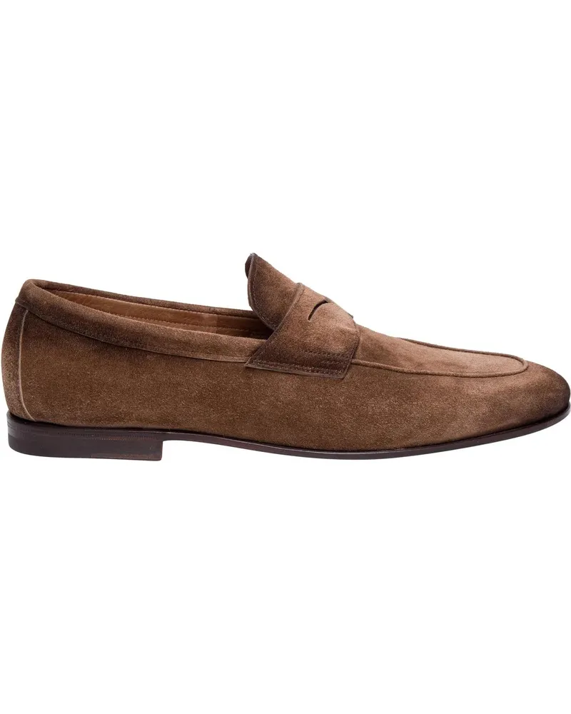 Santoni Loafer Flat Shoes Brown braun Braun
