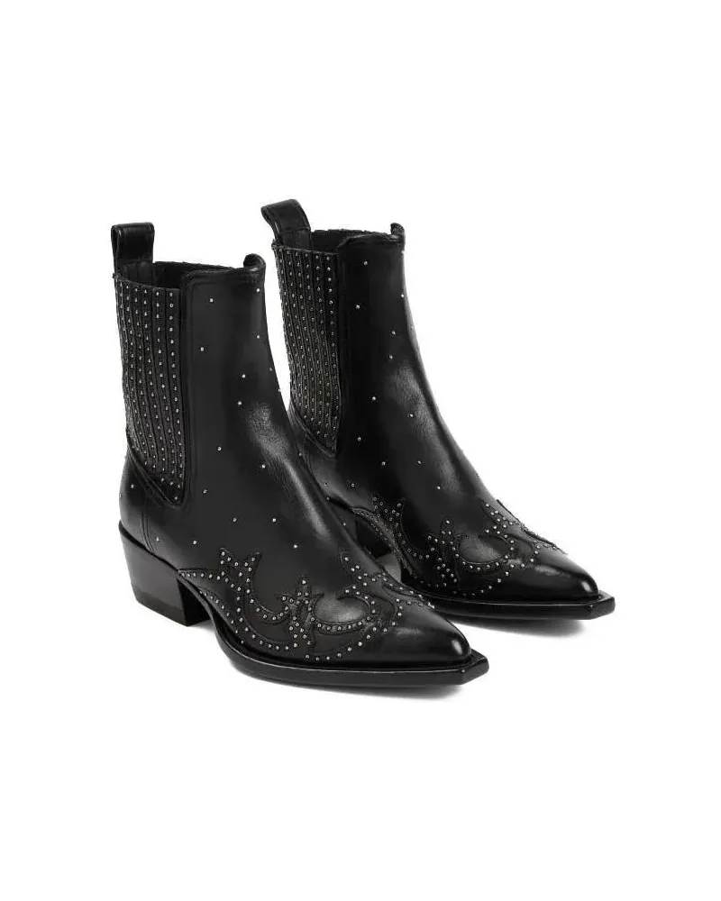 Golden Goose Stiefel Debbie Black Cow Leather Beatles Boots schwarz Schwarz